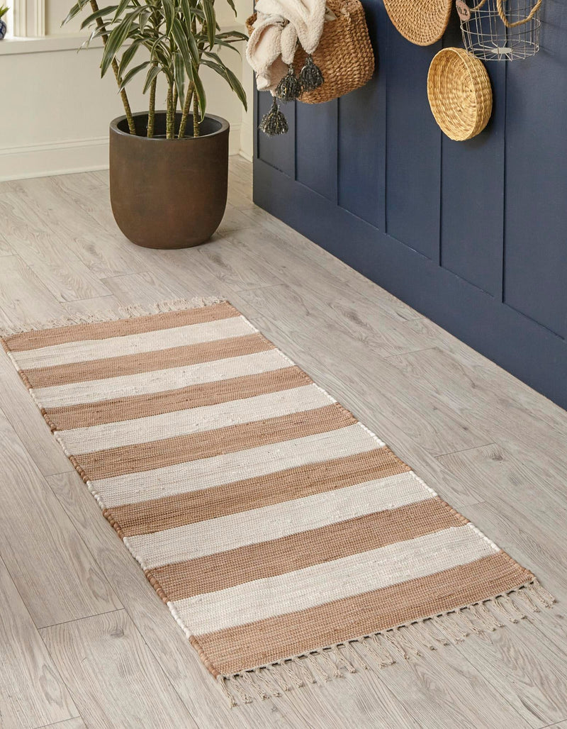 Tassel Trail Collection Area Rug - Pathway (Beige) Runner Beige  lifestyle 25