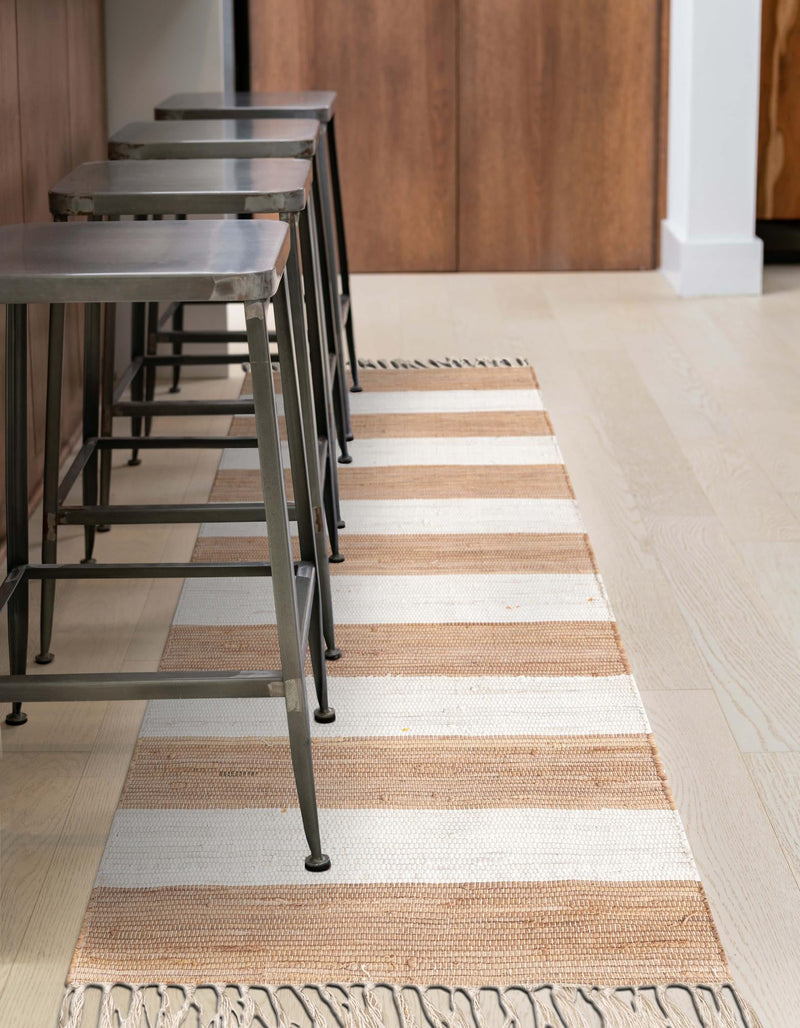Tassel Trail Collection Area Rug - Pathway (Beige) Runner Beige  lifestyle 33