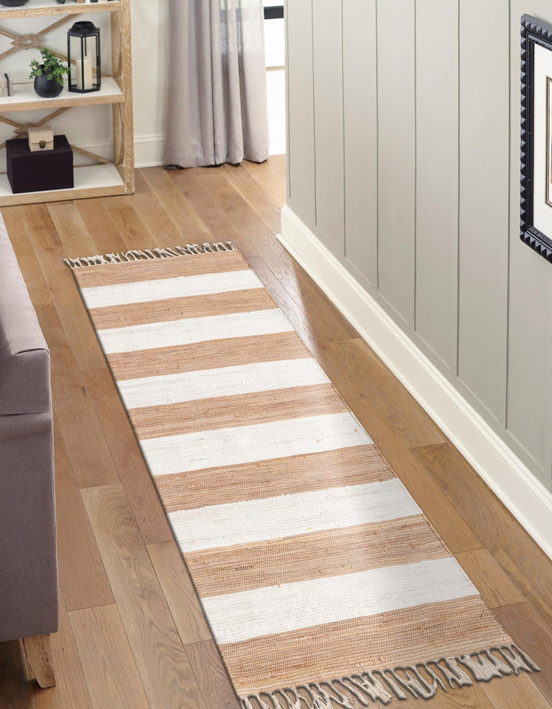 Tassel Trail Collection Area Rug - Pathway (Beige) Runner Beige  lifestyle 34