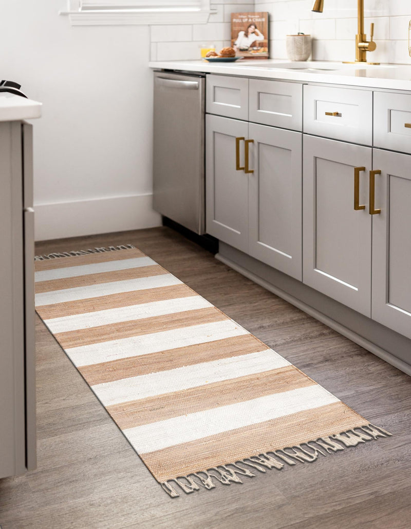 Tassel Trail Collection Area Rug - Pathway (Beige) Runner Beige  lifestyle 35