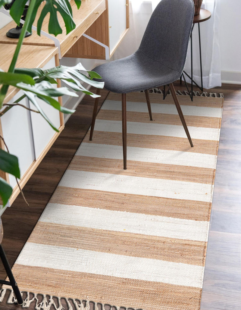 Tassel Trail Collection Area Rug - Pathway (Beige) Runner Beige  lifestyle 36