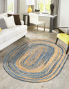 Woven Udaipur Collection Area Rug - Sahara Oval Blue and Natural  lifestyle 55