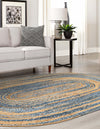 Woven Udaipur Collection Area Rug - Sahara Oval Blue and Natural  lifestyle 71