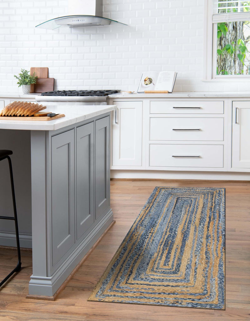 Woven Udaipur Collection Area Rug - Sahara Runner Blue and Natural  lifestyle 46