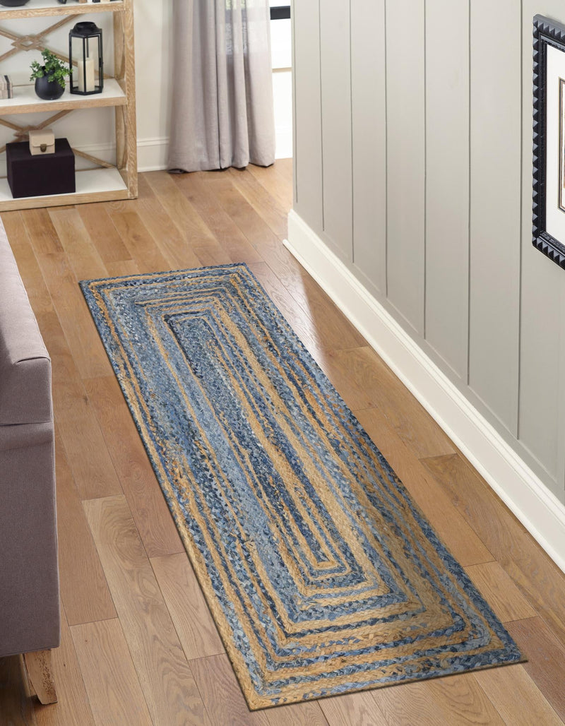 Woven Udaipur Collection Area Rug - Sahara Runner Blue and Natural  lifestyle 57