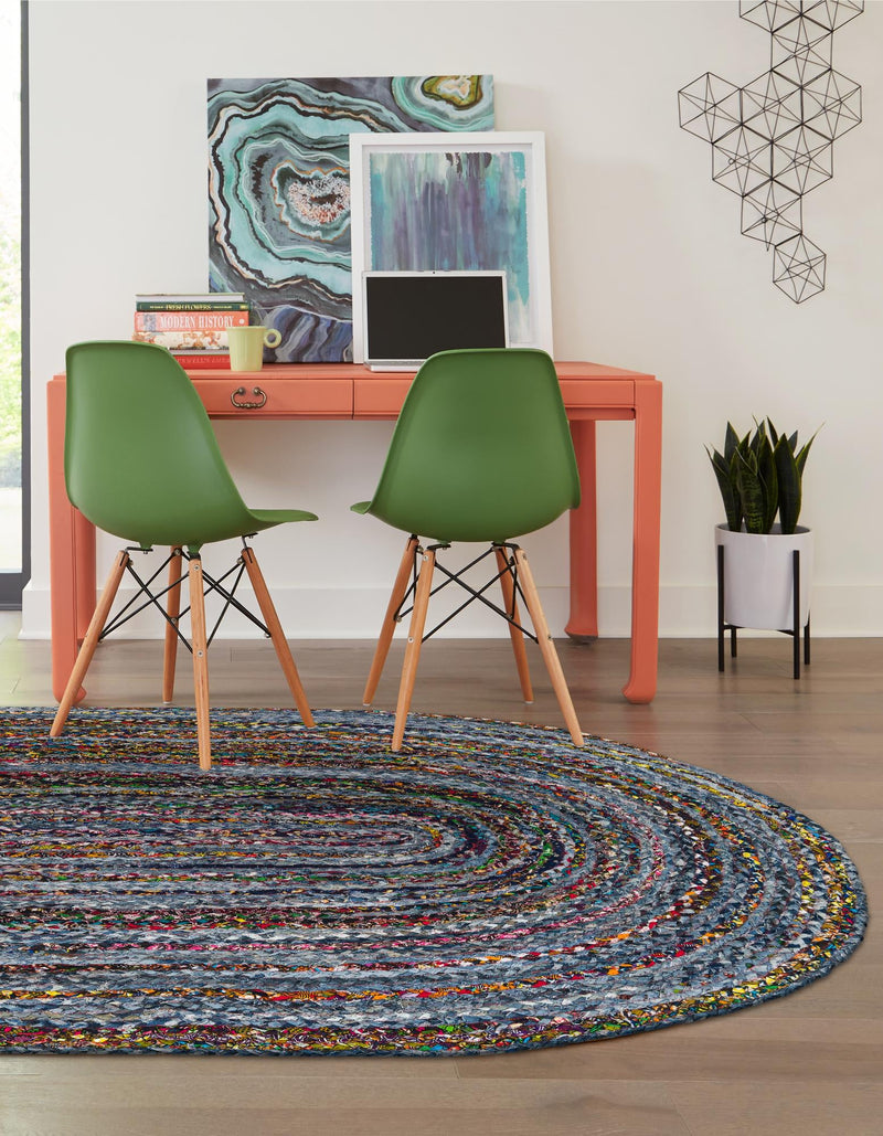 Woven Udaipur Collection Area Rug - Sahara Oval Blue and Multi  lifestyle 66