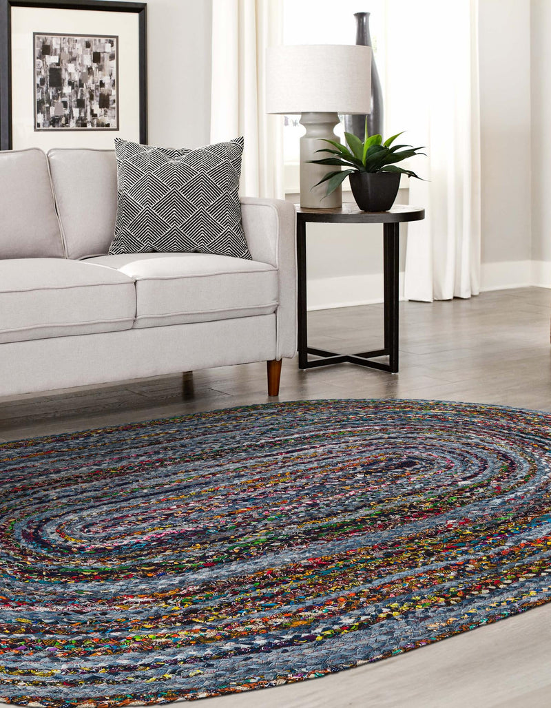 Woven Udaipur Collection Area Rug - Sahara Oval Blue and Multi  lifestyle 100