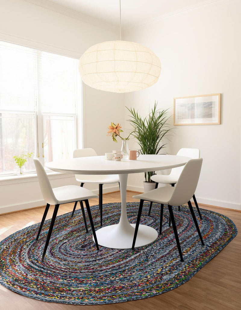 Woven Udaipur Collection Area Rug - Sahara Oval Blue and Multi  lifestyle 106