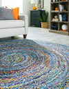 Woven Udaipur Collection Area Rug - Sahara Round Blue and Multi  lifestyle 48