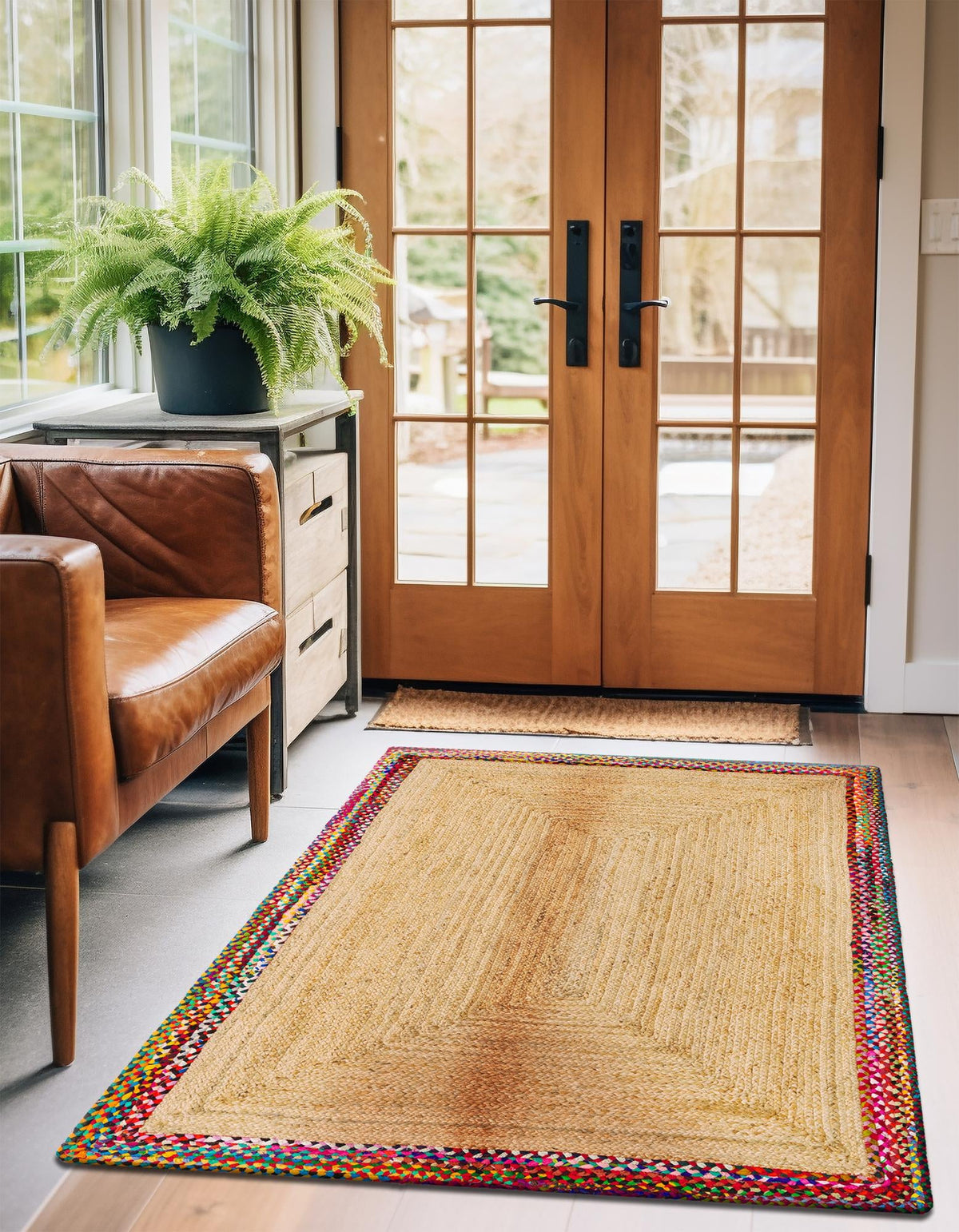 Woven Seaside Jute Collection Area Rug - Seabrook Rectangle Natural  lifestyle 5