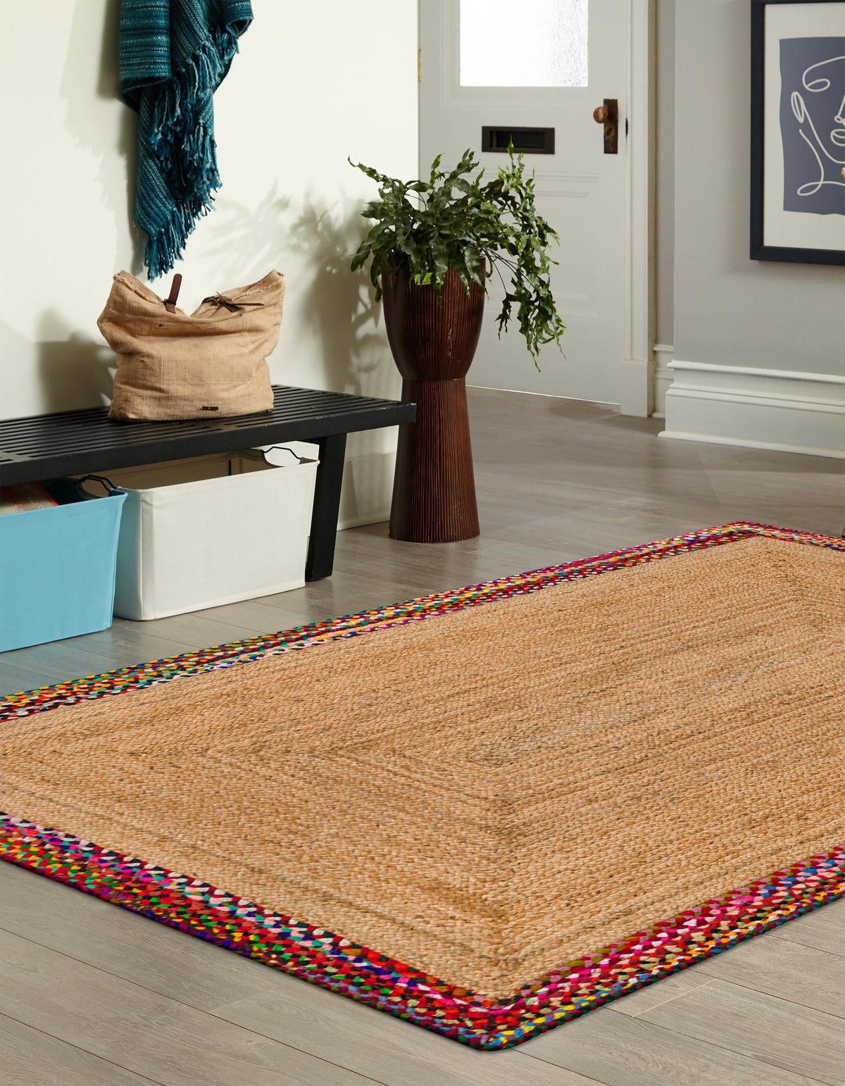 Woven Seaside Jute Collection Area Rug - Seabrook Rectangle Natural  lifestyle 6