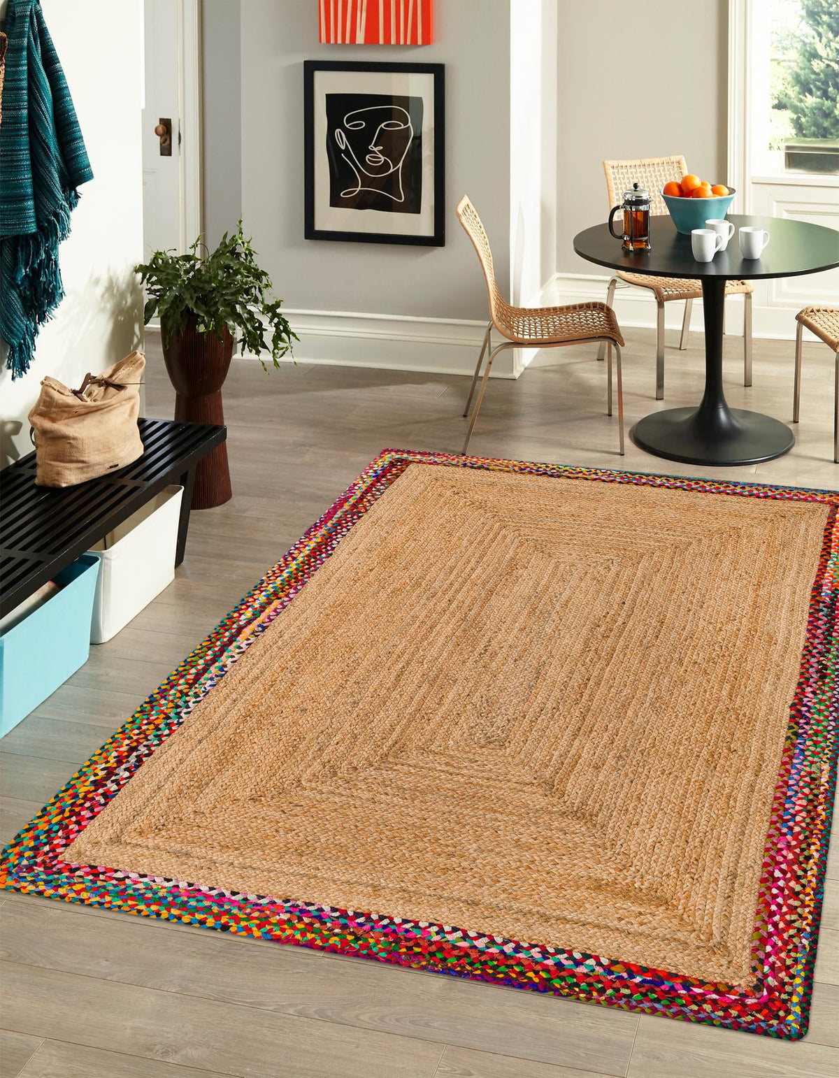 Woven Seaside Jute Collection Area Rug - Seabrook Rectangle Natural  lifestyle 8