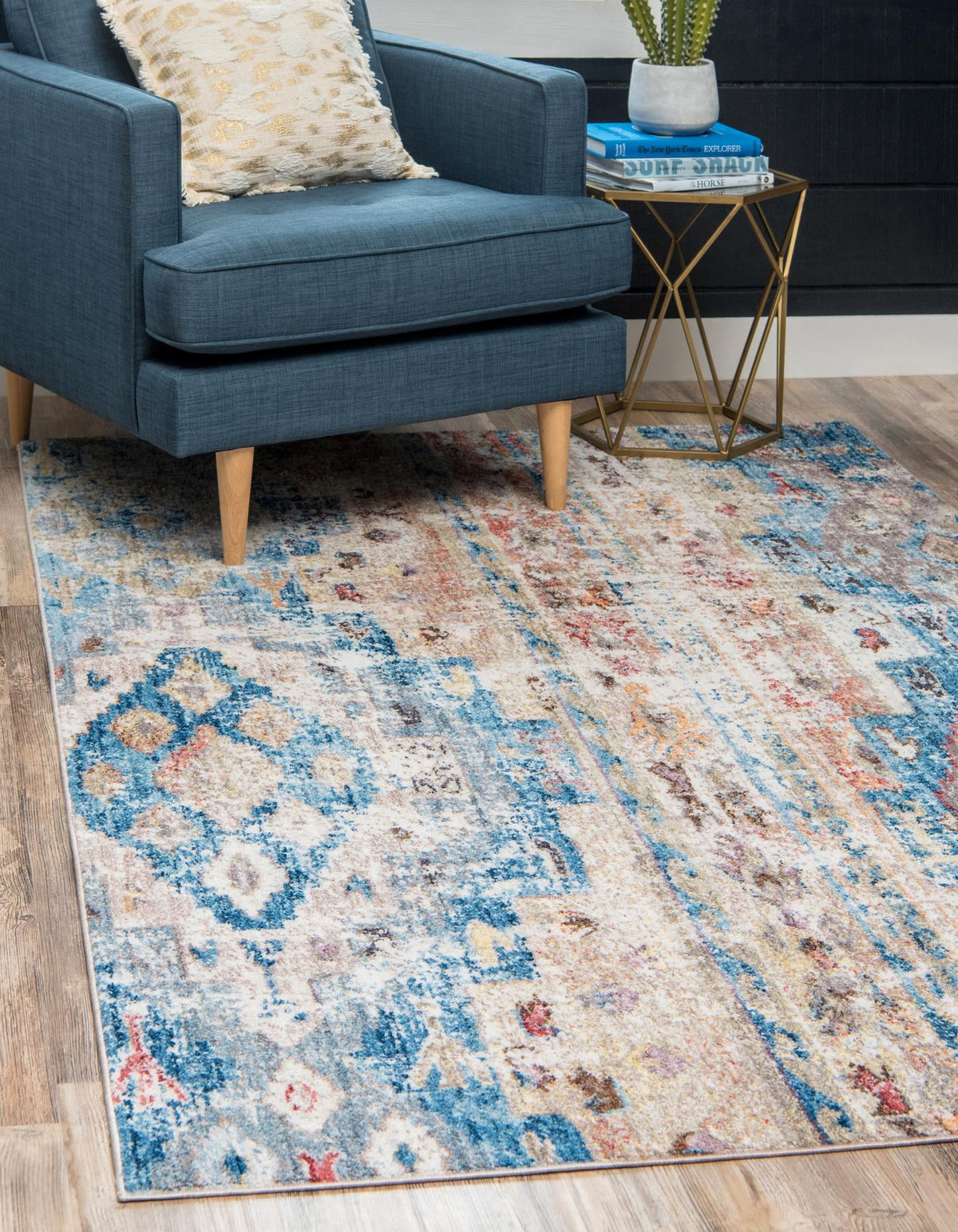 Seville Woven Collection Area Rug -  Triana Rectangle Light Blue  lifestyle 8
