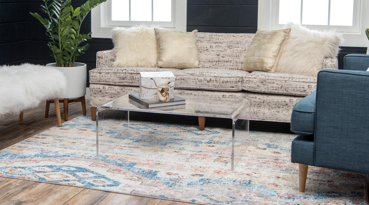 Seville Woven Collection Area Rug -  Triana Rectangle Light Blue  lifestyle 15