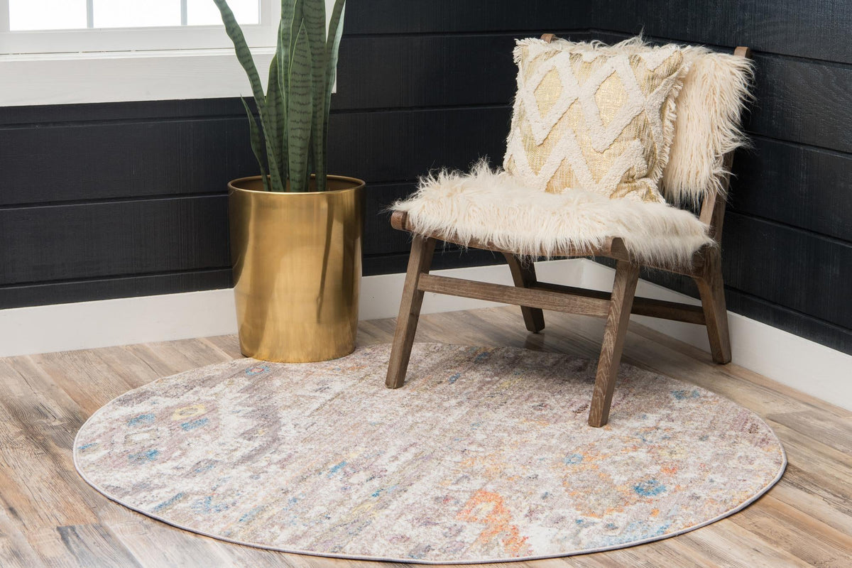 Seville Woven Collection Area Rug -  Triana Round Cream  lifestyle 88