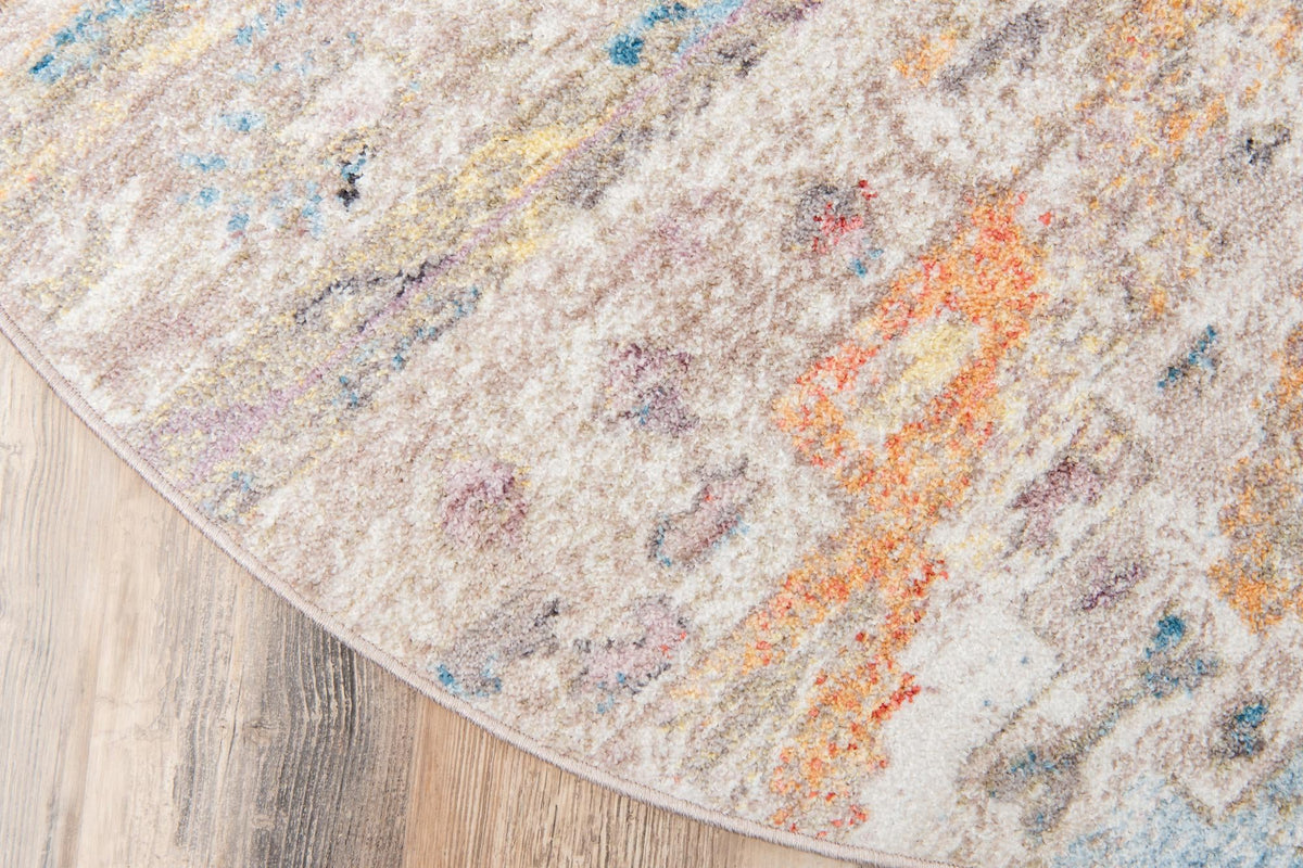 Seville Woven Collection Area Rug -  Triana Round Cream  lifestyle 138