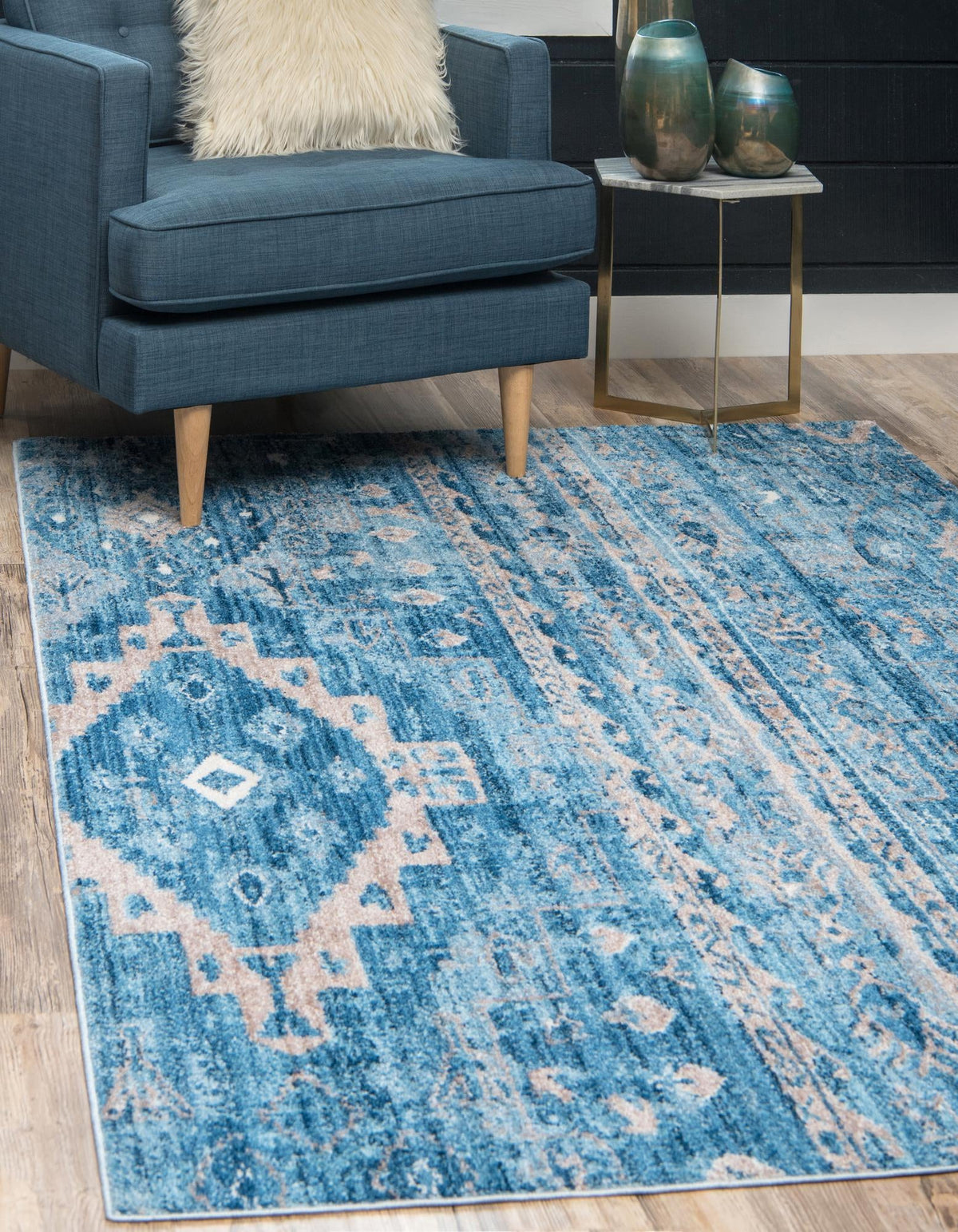 Seville Woven Collection Area Rug -  Triana Rectangle Blue  lifestyle 4