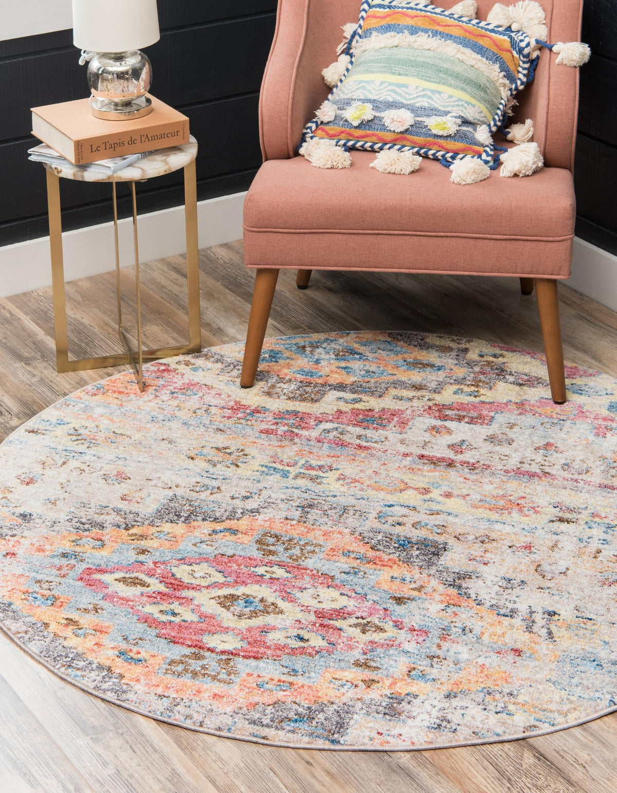 Seville Woven Collection Area Rug -  Triana Round Multi  lifestyle 37