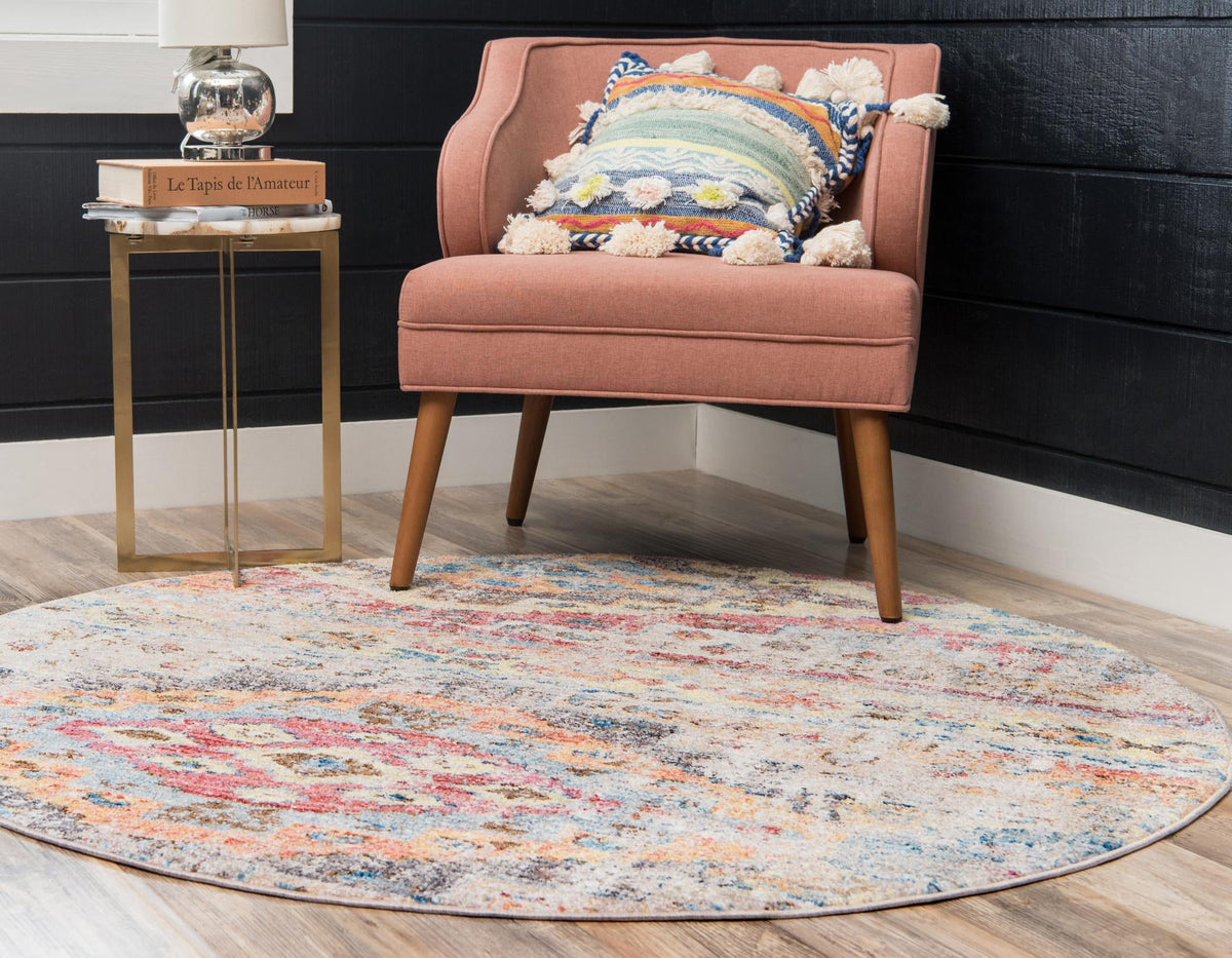 Seville Woven Collection Area Rug -  Triana Round Multi  lifestyle 42