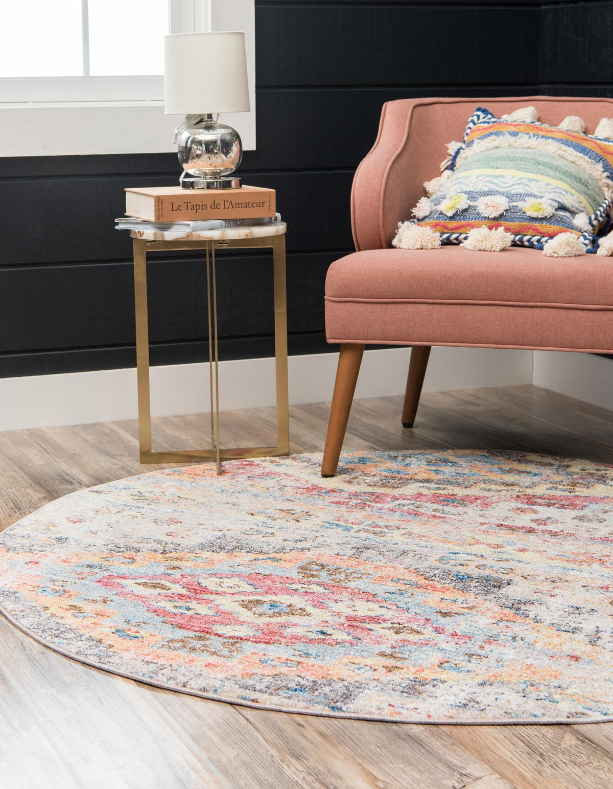 Seville Woven Collection Area Rug -  Triana Round Multi  lifestyle 45