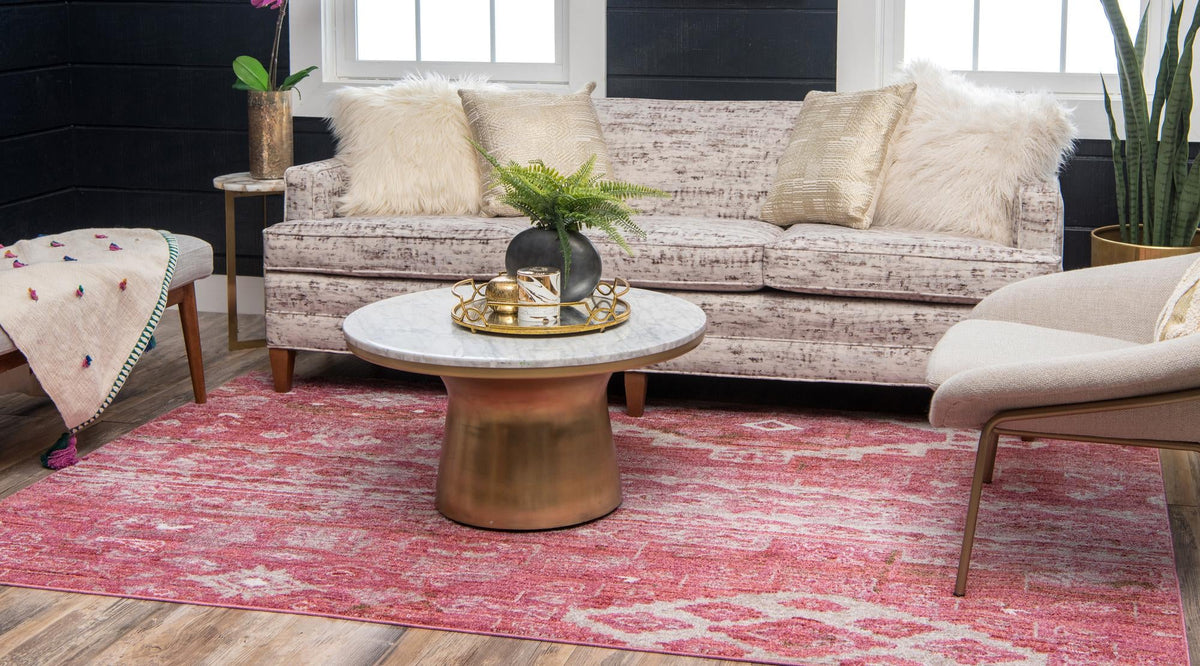 Seville Woven Collection Area Rug -  Triana Rectangle Pink  lifestyle 18