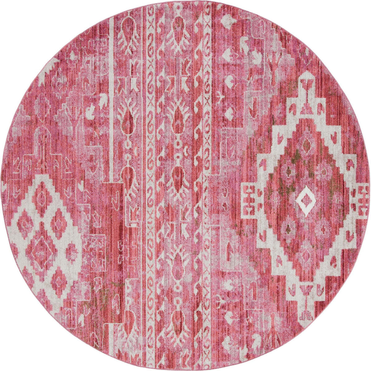 Seville Woven Collection Area Rug -  Triana Round Pink  lifestyle 84