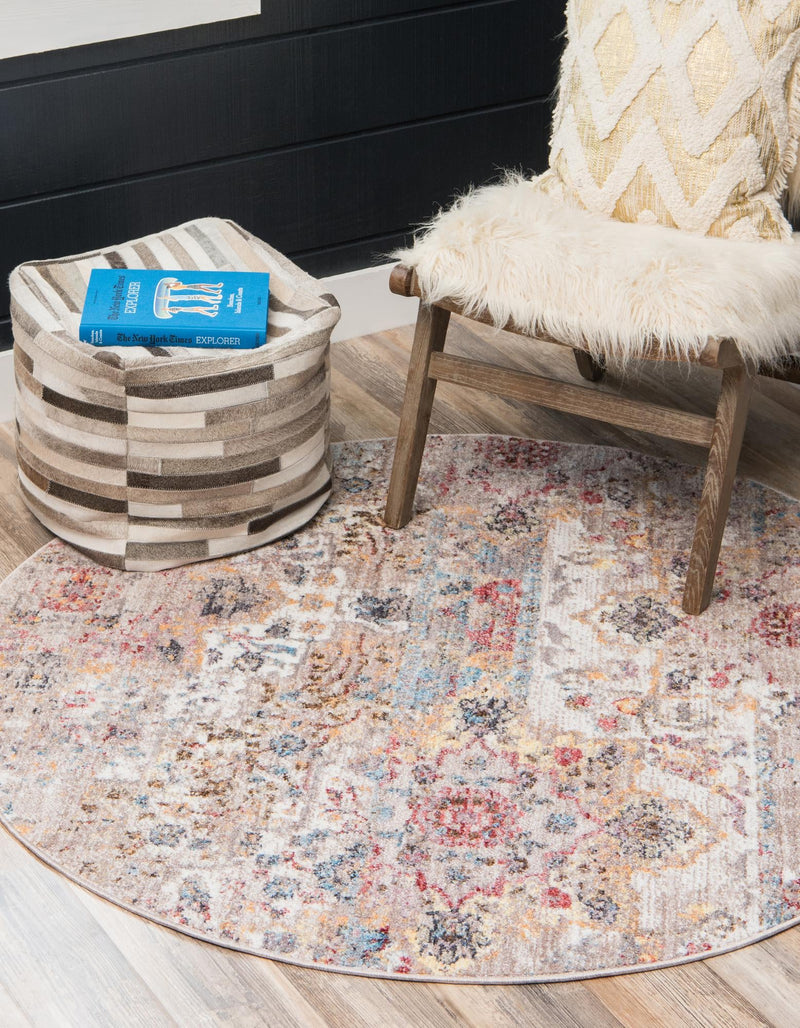 Seville Woven Collection Area Rug -  Macarena Round Beige  lifestyle 27