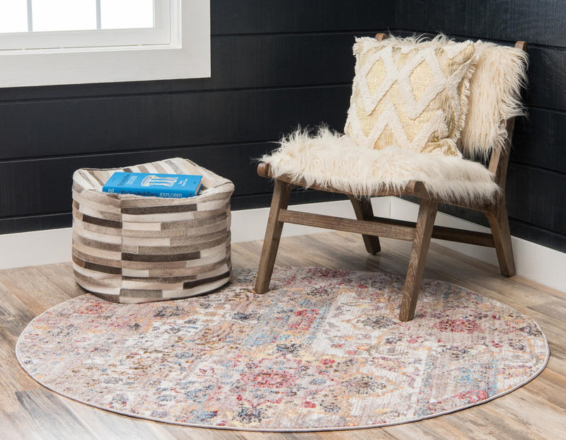 Seville Woven Collection Area Rug -  Macarena Round Beige  lifestyle 32