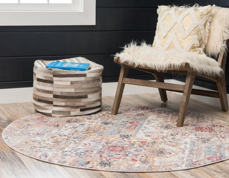 Seville Woven Collection Area Rug -  Macarena Round Beige  lifestyle 37