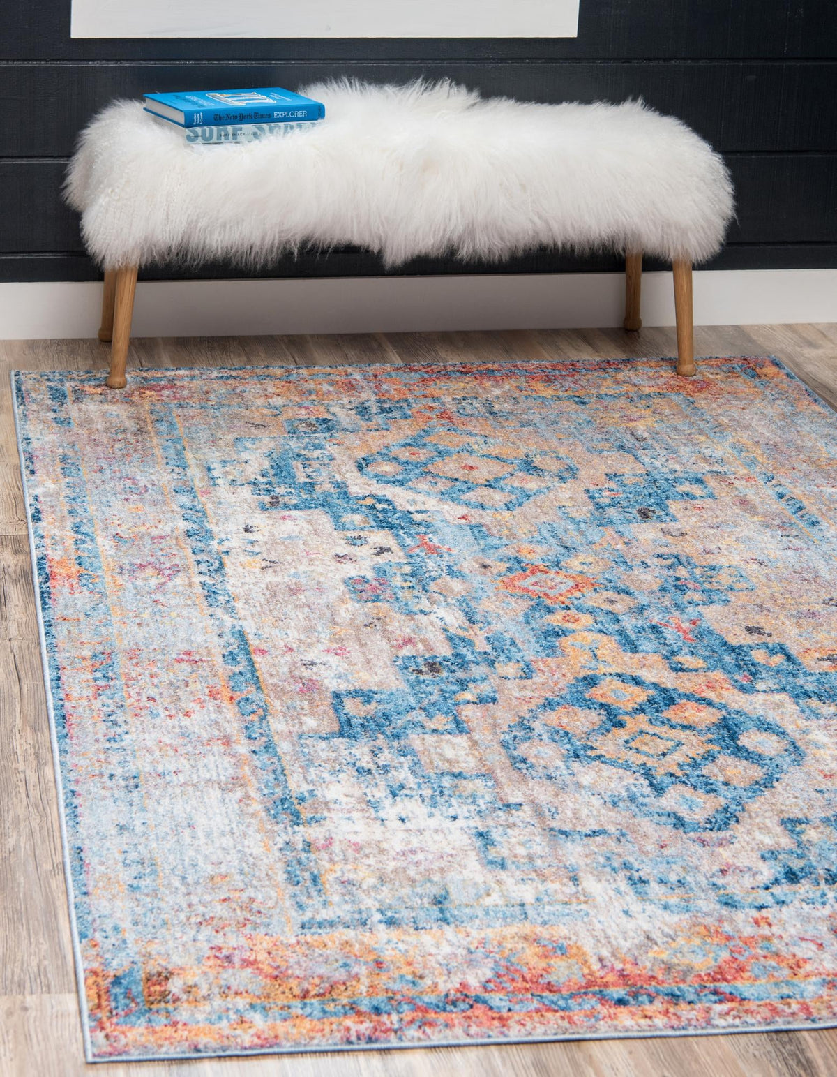 Seville Woven Collection Area Rug -  Arenal Rectangle Blue  lifestyle 2