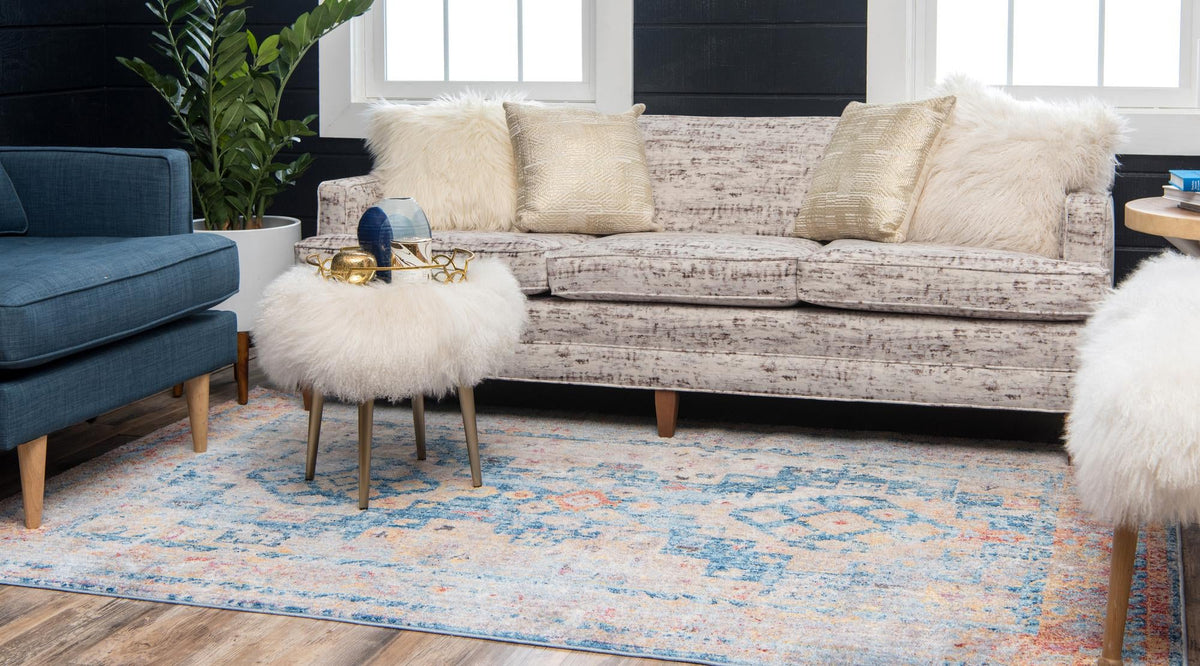 Seville Woven Collection Area Rug -  Arenal Rectangle Blue  lifestyle 3