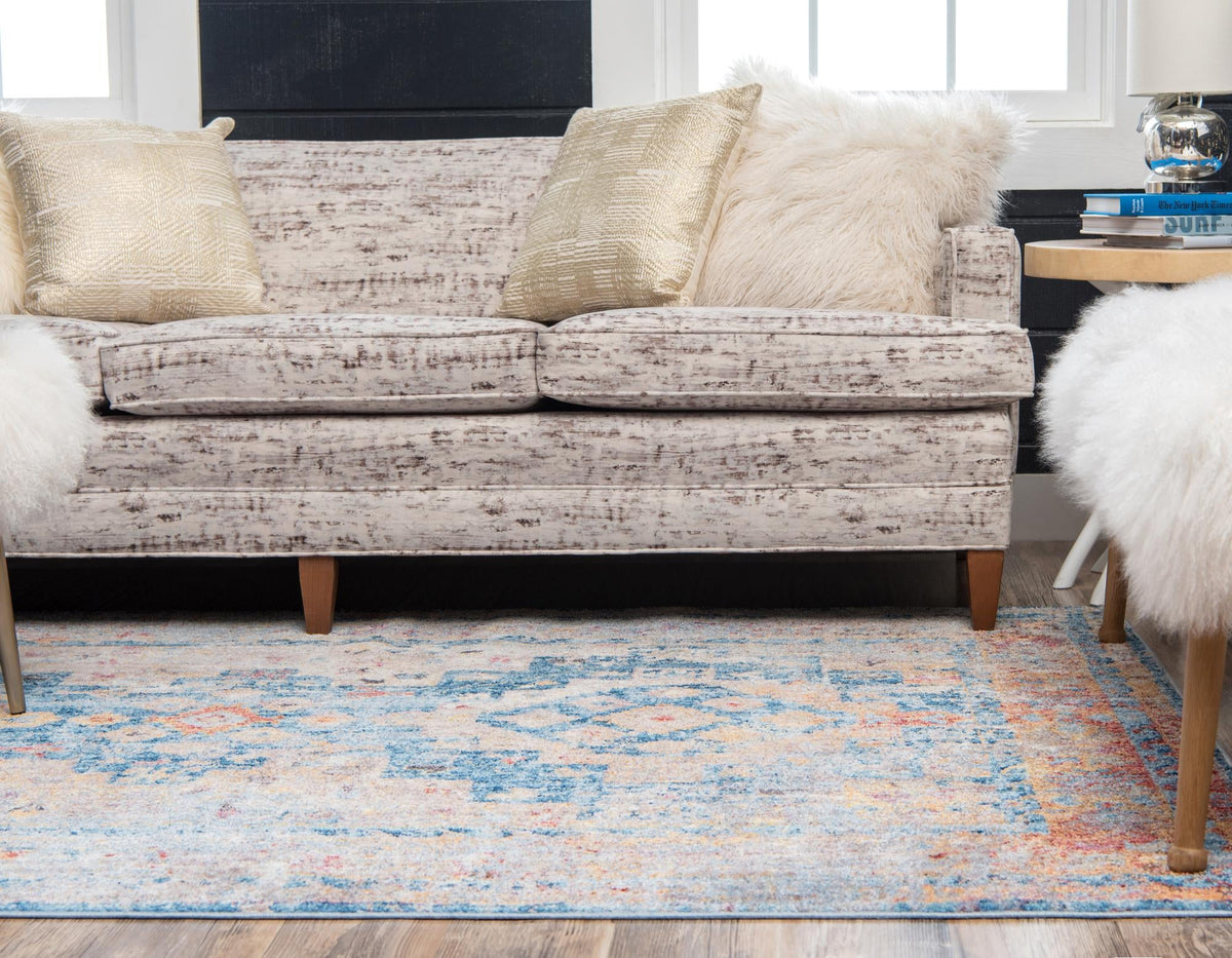 Seville Woven Collection Area Rug -  Arenal Rectangle Blue  lifestyle 4