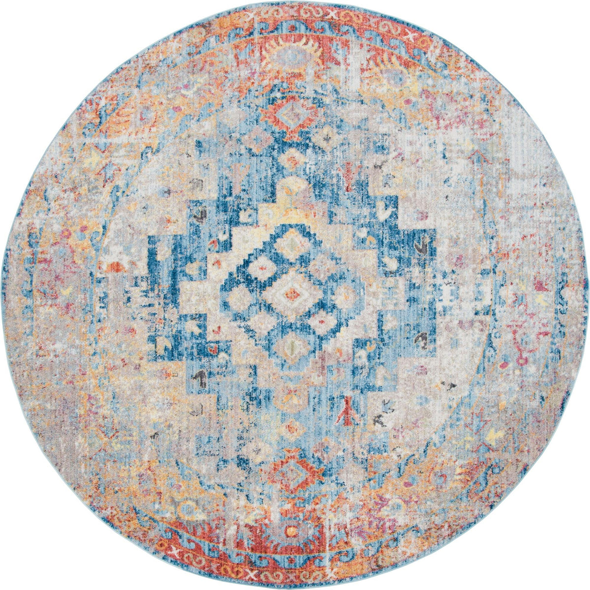 Seville Woven Collection Area Rug -  Arenal Round Blue  lifestyle 11