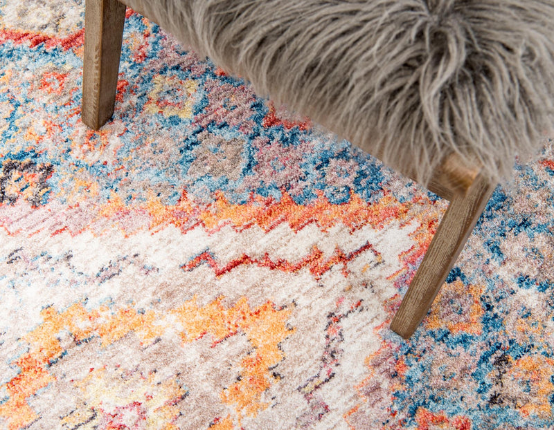 Bronx Loft Collection Area Rug - Perry Round Blue  lifestyle 58