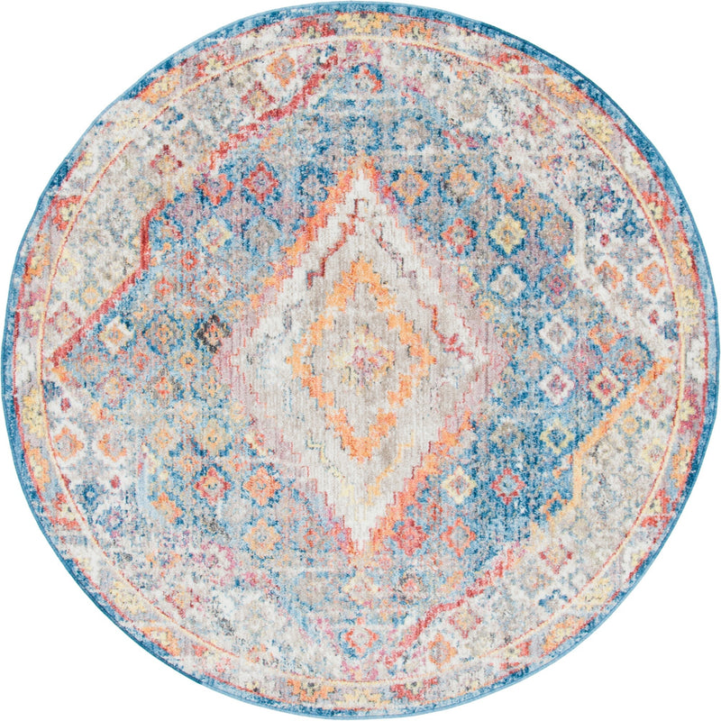 Bronx Loft Collection Area Rug - Perry Round Blue  lifestyle 26