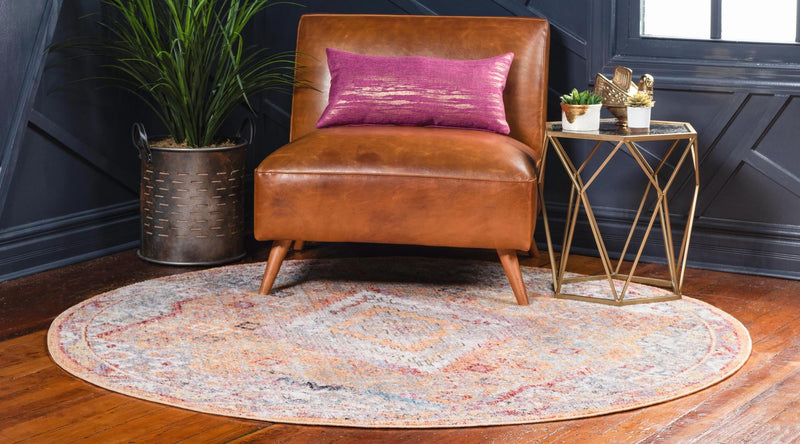 Bronx Loft Collection Area Rug - Perry Round Orange  lifestyle 19