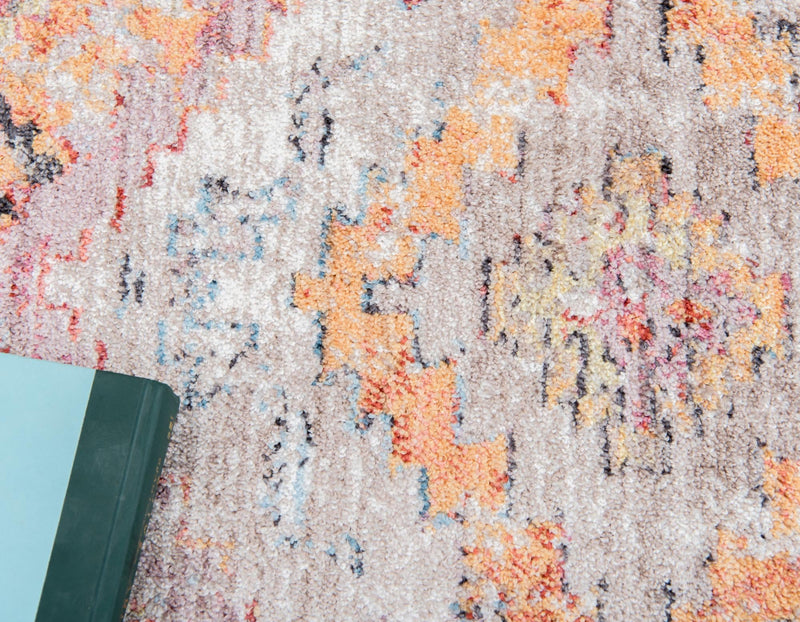Bronx Loft Collection Area Rug - Perry Round Orange  lifestyle 28