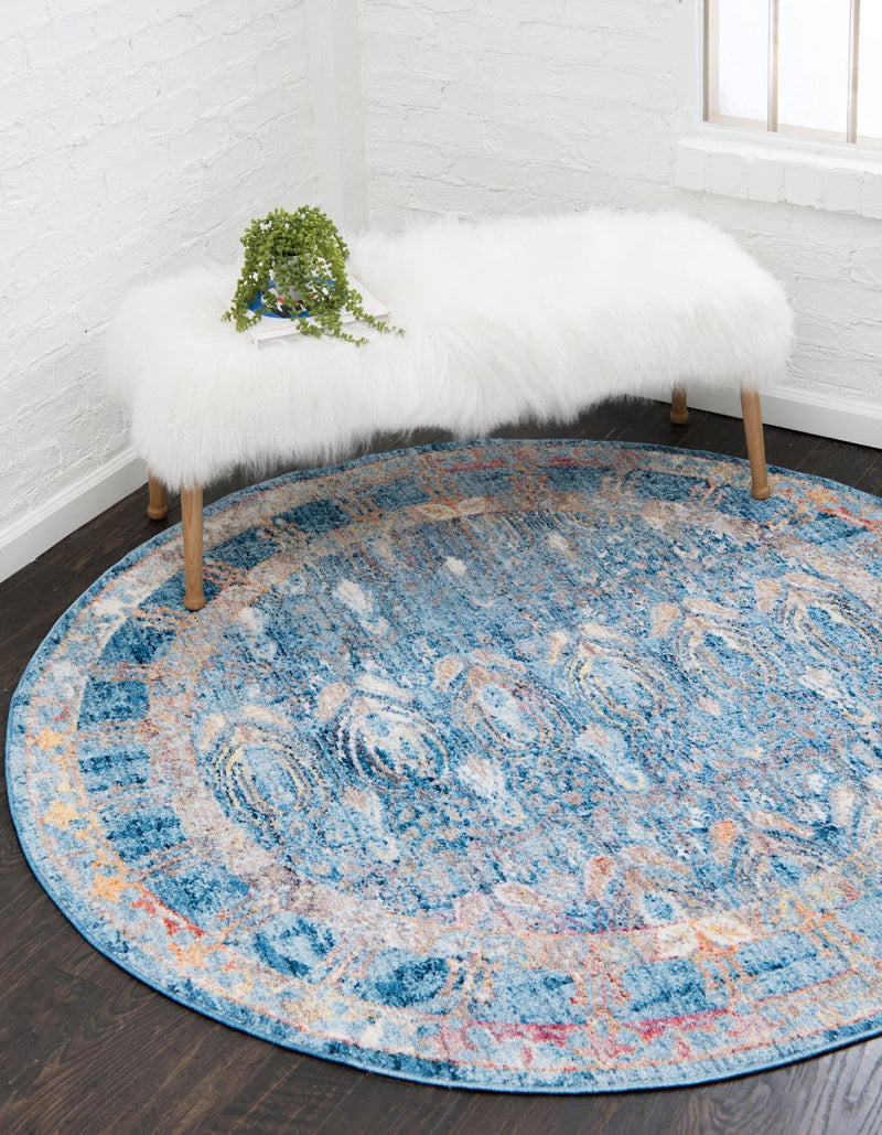 Bronx Loft Collection Area Rug -  Sedgwick Round Blue  lifestyle 65