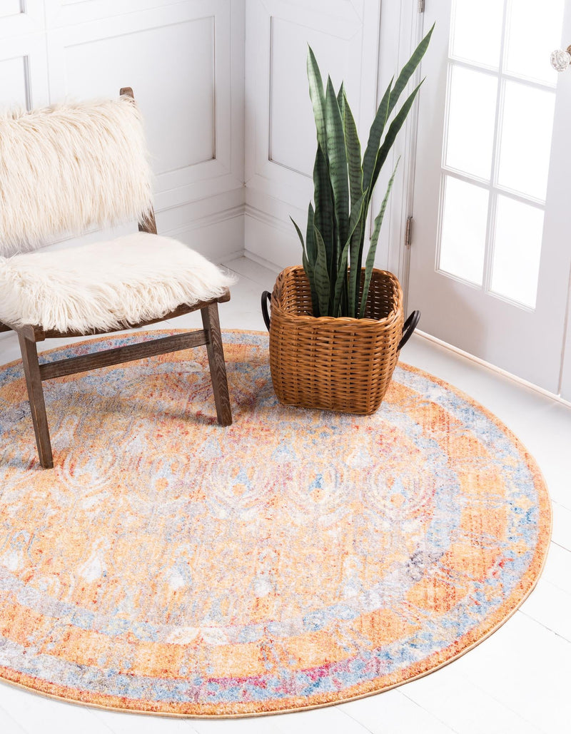 Bronx Loft Collection Area Rug -  Sedgwick Round Orange  lifestyle 71