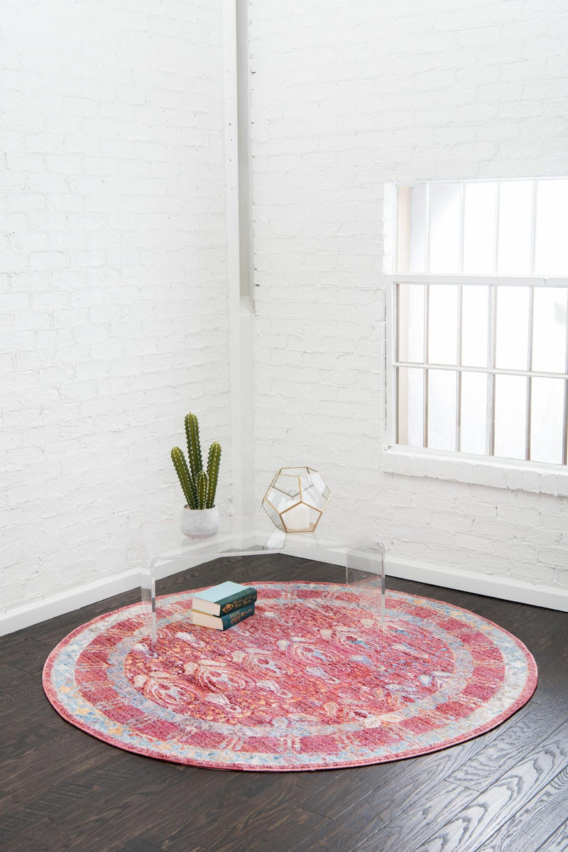 Bronx Loft Collection Area Rug -  Sedgwick Round Red  lifestyle 54