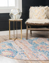 Seville Woven Collection Area Rug - Alcazar Round Blue  lifestyle 44