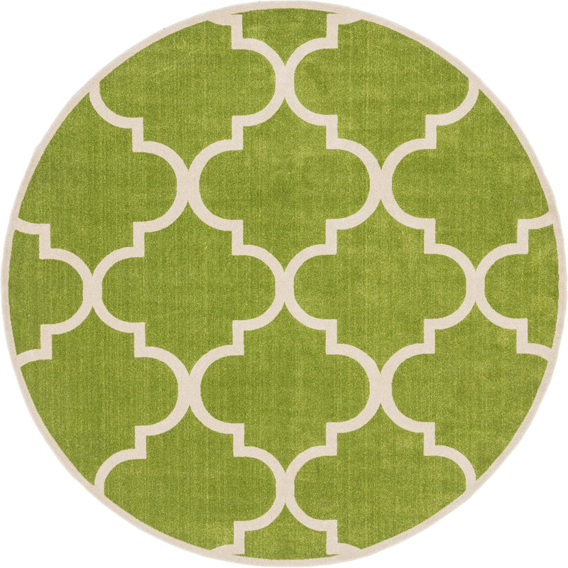 Lattice Gardens Collection Area Rug -  Espaliera Round Green  lifestyle 69