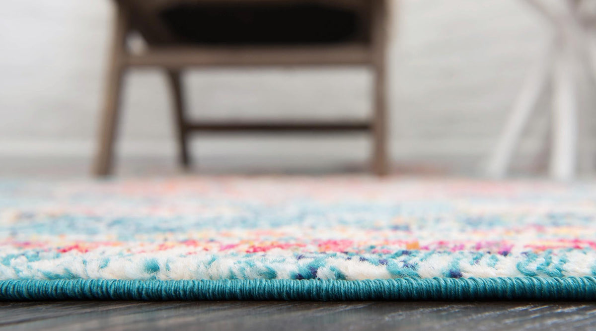 Brighton Terrace Collection Area Rug - Hove (Blue) Round Blue  lifestyle 80