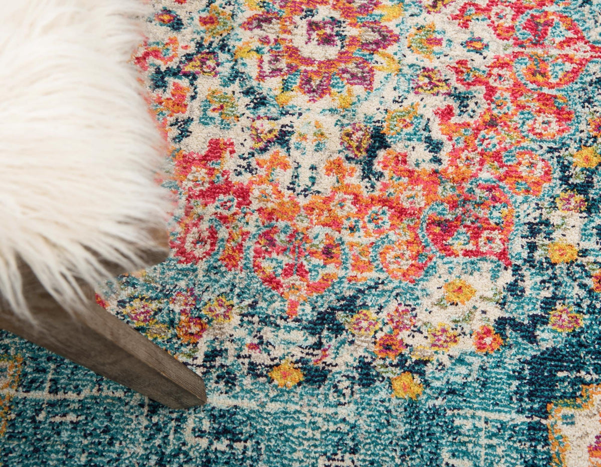 Brighton Terrace Collection Area Rug - Hove (Blue) Round Blue  lifestyle 82