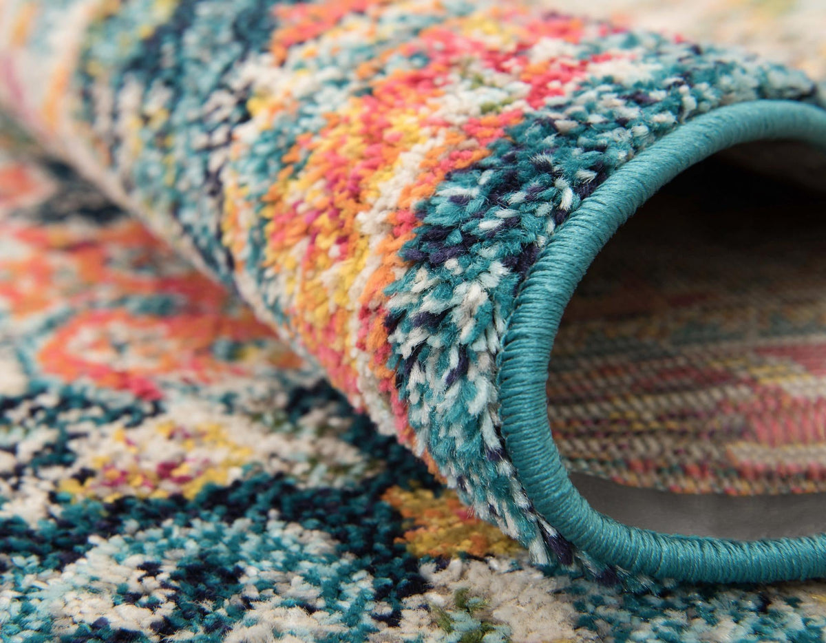 Brighton Terrace Collection Area Rug - Hove (Blue) Round Blue  lifestyle 84