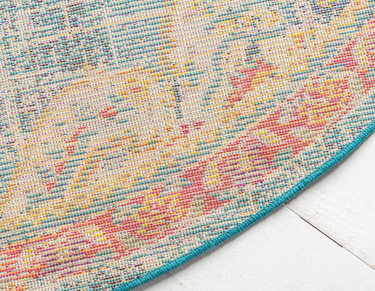 Brighton Terrace Collection Area Rug - Hove (Blue) Round Blue  lifestyle 88