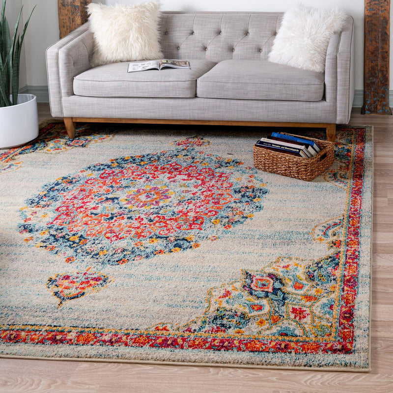 Brighton Terrace Collection Area Rug - Hove (Ivory) Square Ivory  lifestyle 22