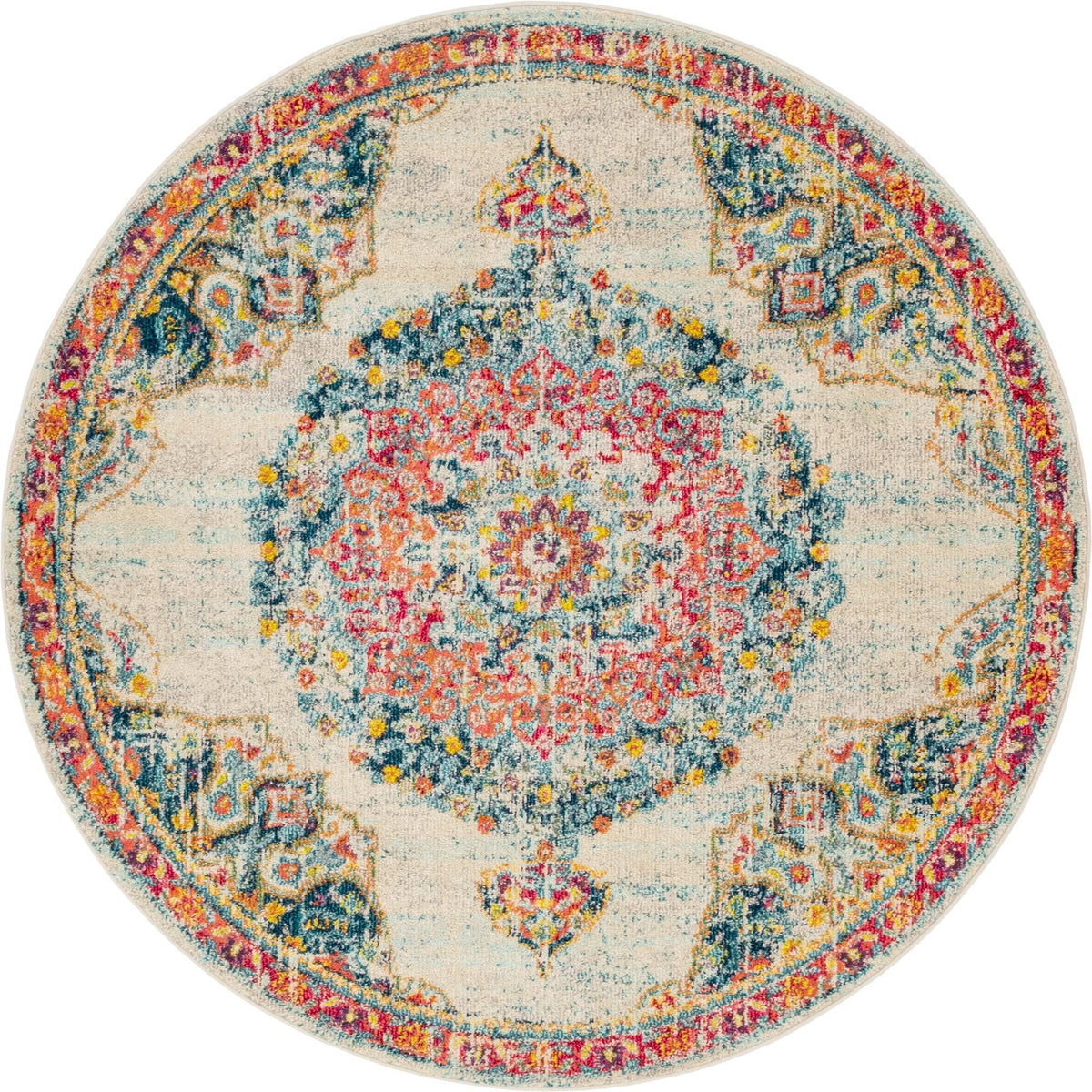 Brighton Terrace Collection Area Rug - Hove (Ivory) Round Ivory  lifestyle 17