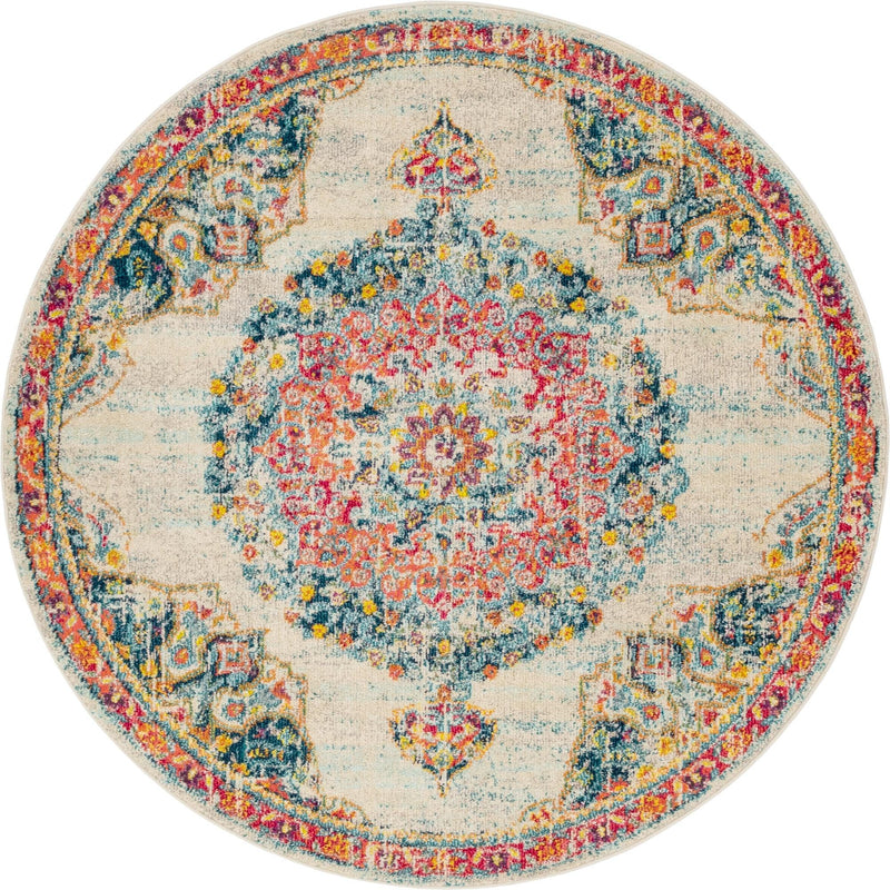 Brighton Terrace Collection Area Rug - Hove (Ivory) Round Ivory  lifestyle 17