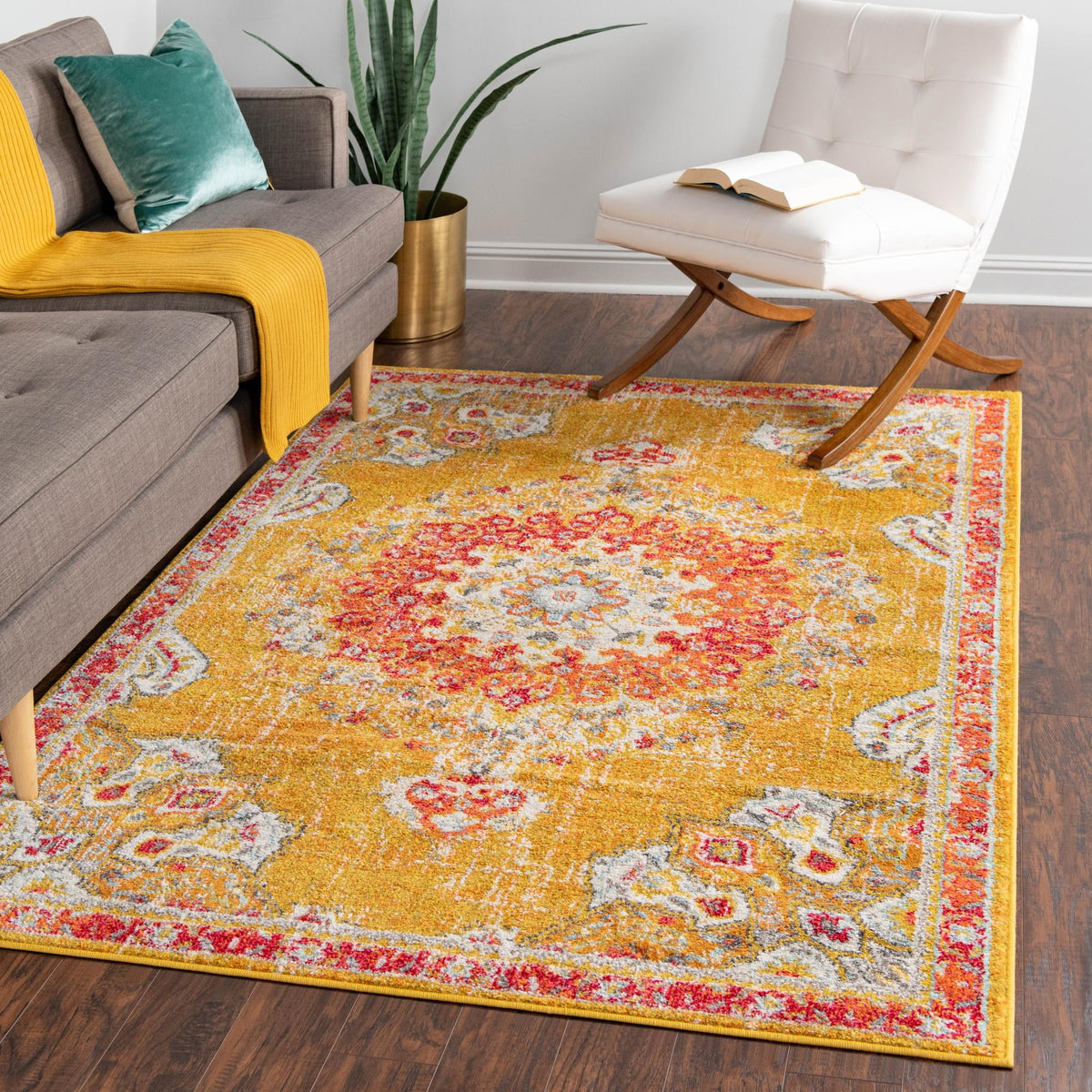 Brighton Terrace Collection Area Rug - Hove (Gold) Rectangle Gold  lifestyle 16